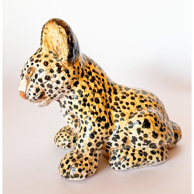 Vintage Italian Hand Painted Terracotta Leopard Cub For Sale In Dallas - Image 6 of 10