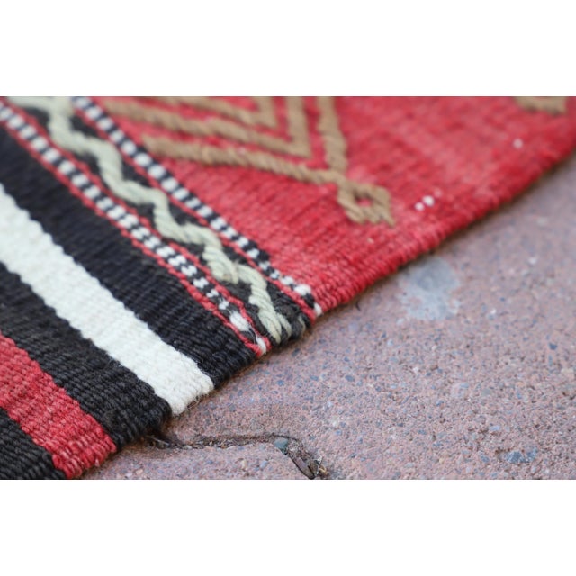 Red 1970s Cabin Style Stripe Design Handmade Oushak Kilim Rug For Sale - Image 8 of 12
