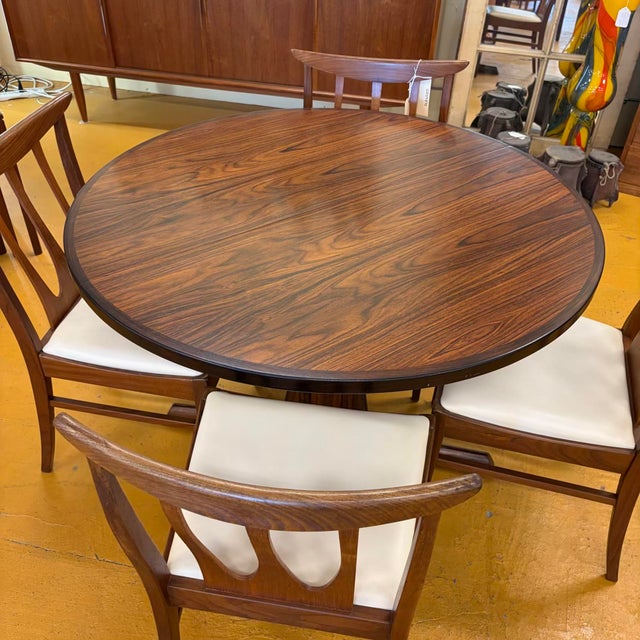 Brown Gudme Danish Small Round Rosewood Dining Table With Leaf For Sale - Image 8 of 16