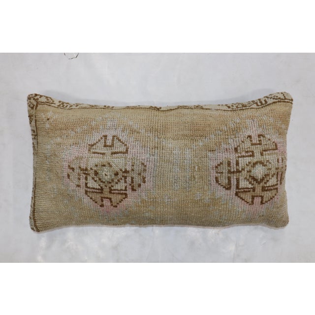 Late 20th Century Beige Brown Pink Large Bolster Rug Pillow For Sale - Image 5 of 5