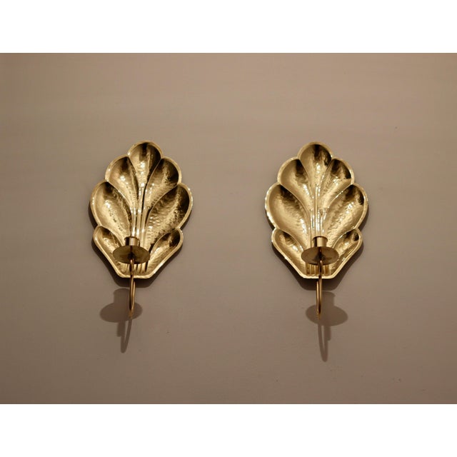 Gold Mid-Century Swedish Brass Sconces by Firma Lars Holmström, 1950s, Set of 2 For Sale - Image 8 of 8