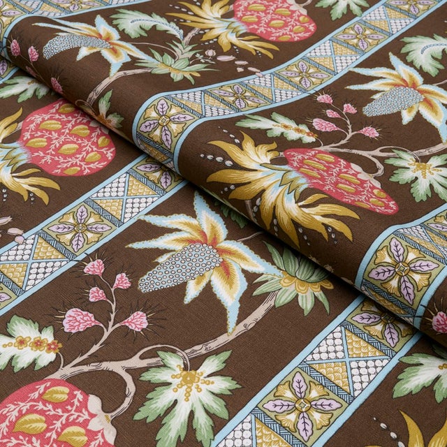 Schumacher SAMPLE - Schumacher Bailey Botanical Fabric In Chocolate For Sale - Image 4 of 4