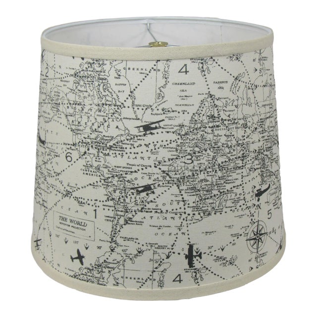 10" World Map Drum Lamp Shade For Sale