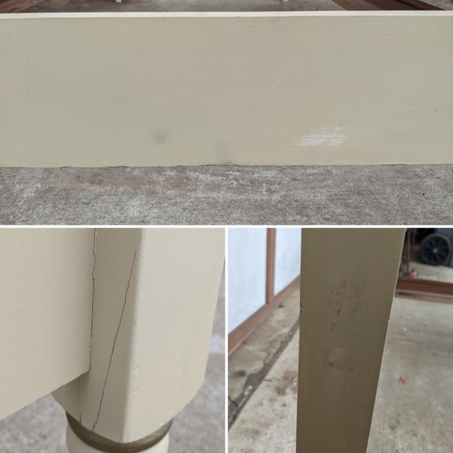 Vintage French Provincial White and Gold Twin Bedframe With X Headboard