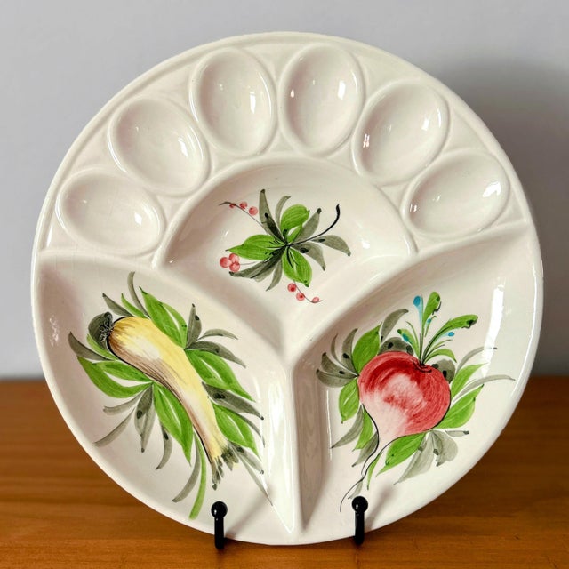 Italian Mid-Century Italian Hors d'Oeuvres Plate for Lord & Taylor | Botanically Inspired Deviled Egg Platter For Sale - Image 3 of 11