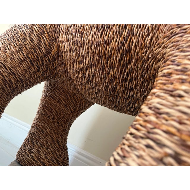 Vintage Wicker Rattan Style Elephant For Sale In Miami - Image 6 of 8