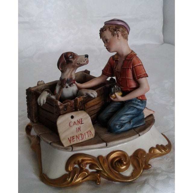 Italian Vintage Italian Capodimonte Porcelain "Cane in Vendita" (Dog for Sale) Figurine by Volta For Sale - Image 3 of 6