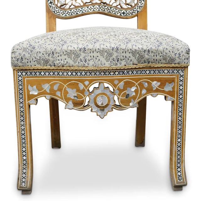 Antique Moroccan Love Seat Inlaid & Pair of Chairs For Sale - Image 9 of 10