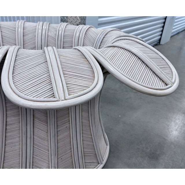 Vintage Flower Oval Dining Table in Pencil Reed Bamboo and Rattan For Sale - Image 9 of 16