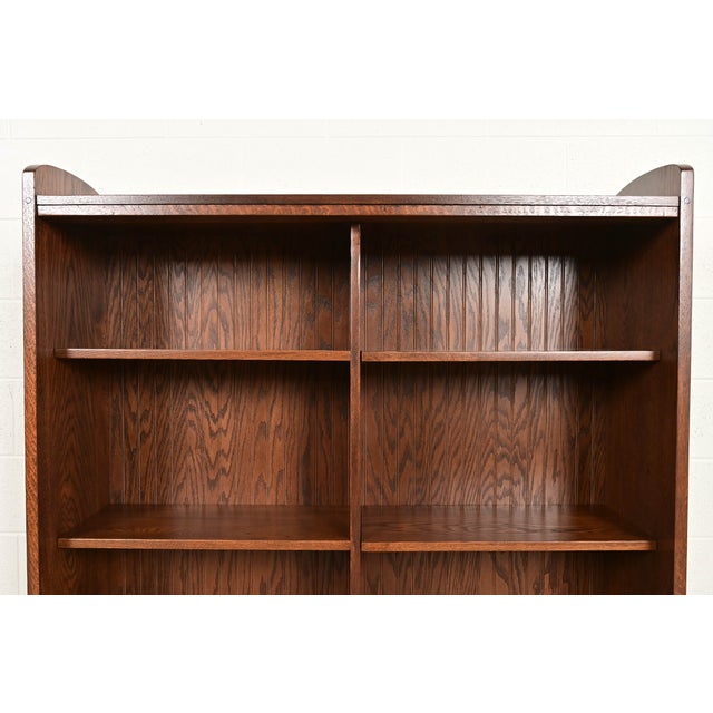 Brown Gustav Stickley Antique Mission Oak Arts and Crafts Double Bookcase, Newly Refinished For Sale - Image 8 of 12