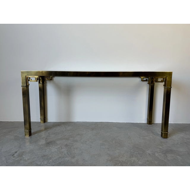 Hollywood Regency Mastercraft Greek Key Brass Console Table/ Sold For Sale - Image 12 of 12