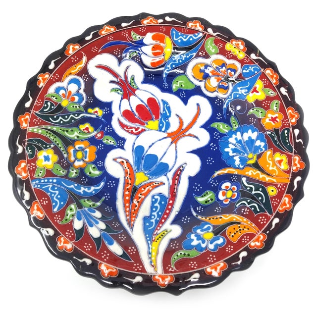 Turkish Handmade Blue Floral Ceramic 7” Plate Chairish