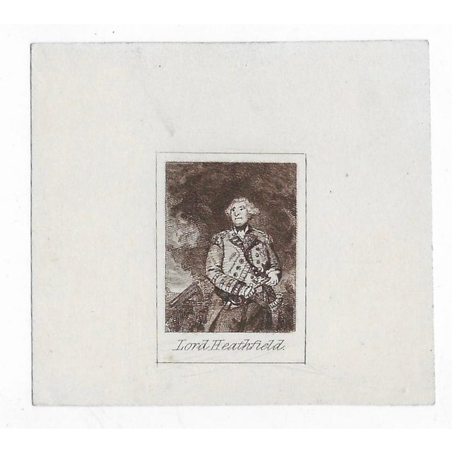 Antique miniature engraving of General George Augustus Eliott, 1st Baron Heathfield, KB, PC (1717-1790) after a portrait...