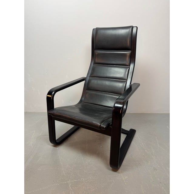 Mid-Century Modern Mid-Century Modern Lamino Lounge Chair in Black Leather by Yngve Ekstrom, Denmark, 1970s For Sale - Image 3 of 8