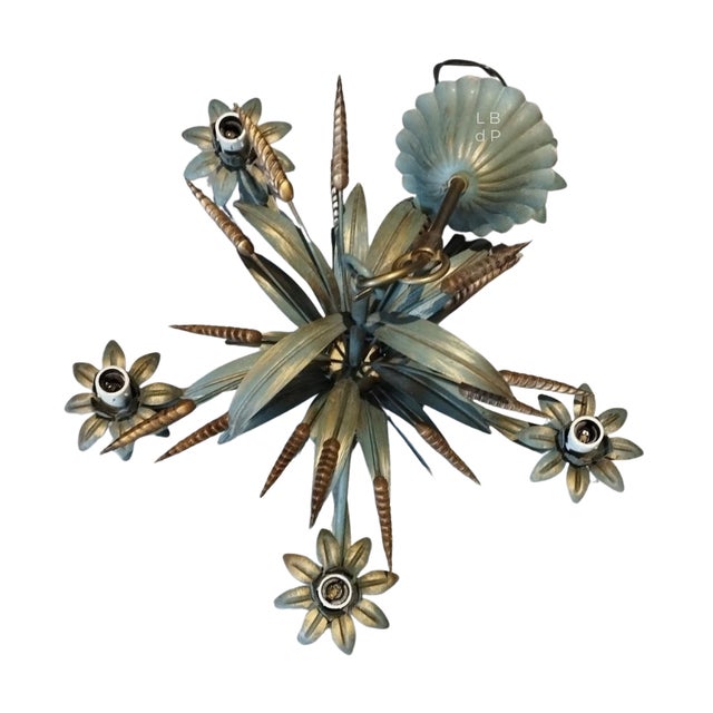 Gold Vintage Chandelier, 1960s For Sale - Image 8 of 18