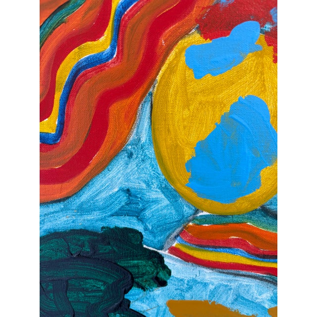 Abstract Tall and Thin 1980s Abstract Painting, Giving a Picaso Basqueat Feel For Sale - Image 3 of 8