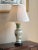 Mid 20th Century Mid-20th Century Hand-Painted Green & White Chinoiserie Porcelain Lamp For Sale - Image 5 of 12