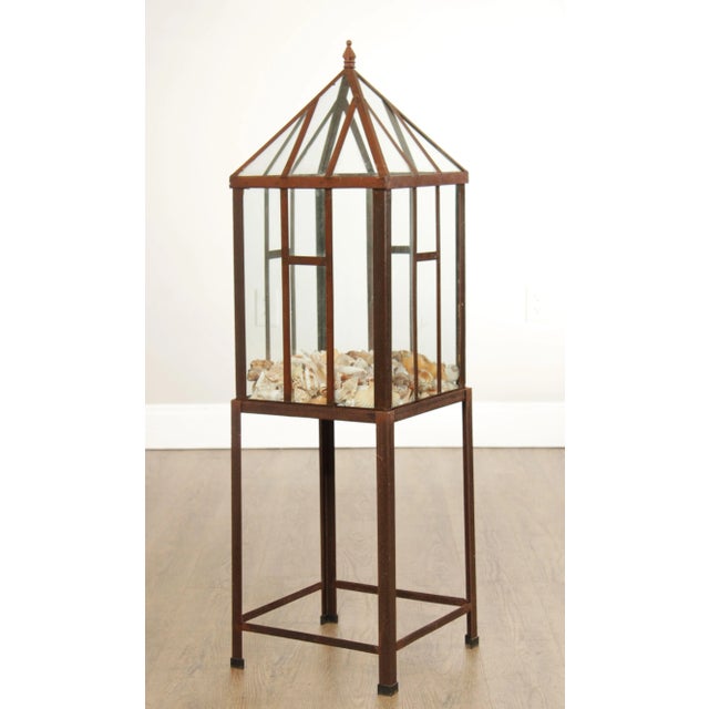 Late 20th Century Steel & Glass Frame Greenhouse Terrarium on Stand For Sale - Image 4 of 12