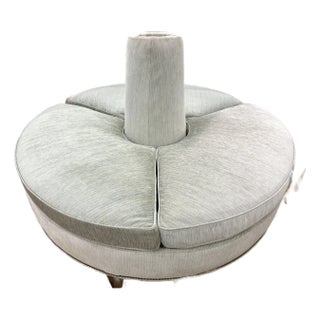 Custom Round Upholstered Velvet Banquette Circular Sofa Ottoman For Sale