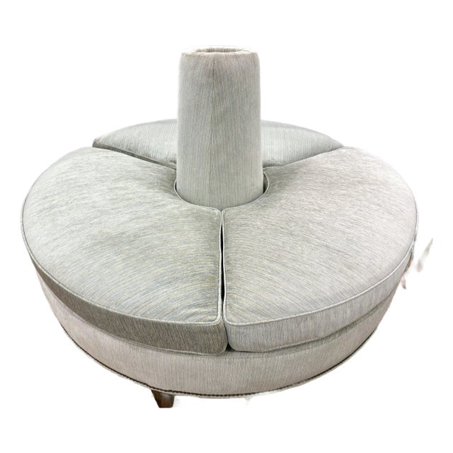 Custom Round Upholstered Velvet Banquette Circular Sofa Ottoman For Sale