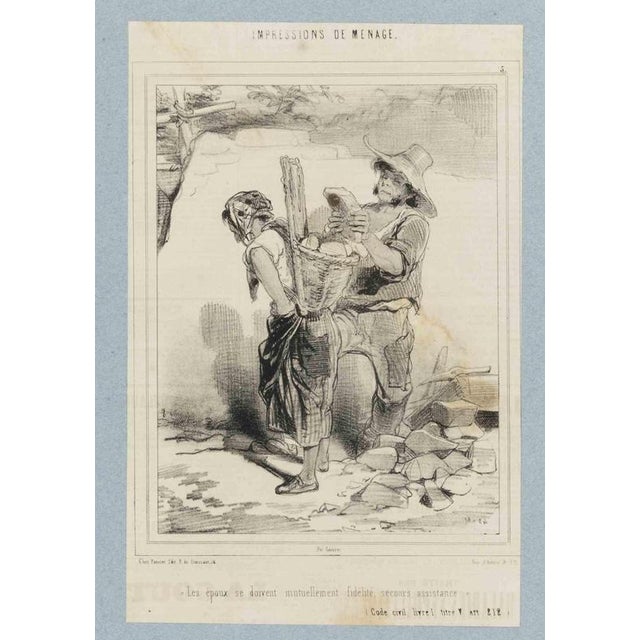 Paul Gavarni, Impressions of Ménage, Plate 5, Mid-19th Century, Lithograph For Sale - Image 3 of 3