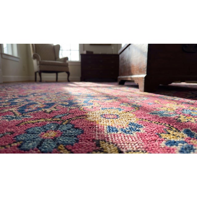 1920s Purple Floral Vase Antique Chinese Art Deco Carpet 9' X 11' 6" Knotted Wool Rug For Sale - Image 11 of 12