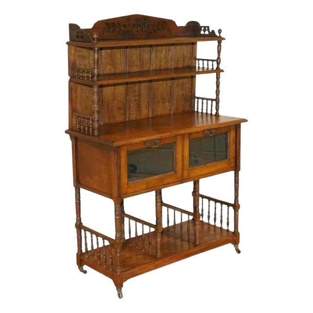 Victorian Glazed Hallway Whatnot Sideboard with Porcelain Castors from Regina For Sale