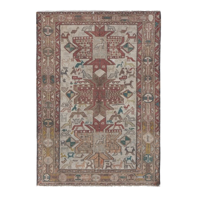 Vintage Embroidered Soumak Tapestry 3'3'' X 4'8'' For Sale