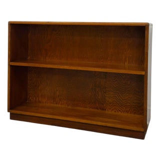 Vintage Mid-Century Streamline Moderne Low 2-Tier Wood Bookshelf. For Sale
