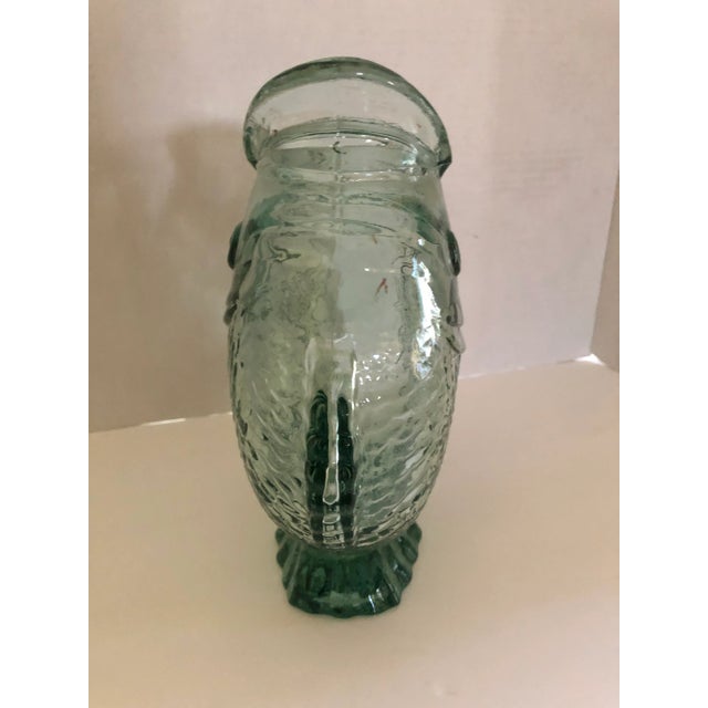 1970s Mid-Century’s Carp Fish Open Mouth Pressed Clear Green Glass Vase For Sale - Image 5 of 12