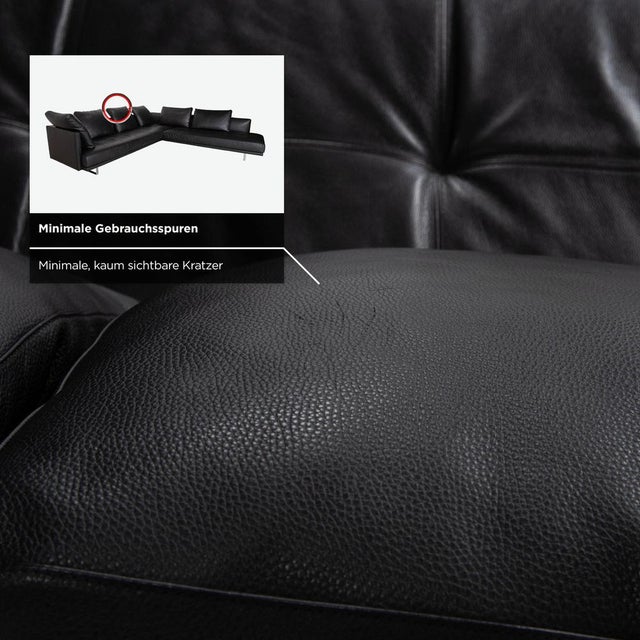 Prime Time Corner Sofa in Black Leather and Chrome from Walter Knoll / Wilhelm Knoll For Sale - Image 12 of 18