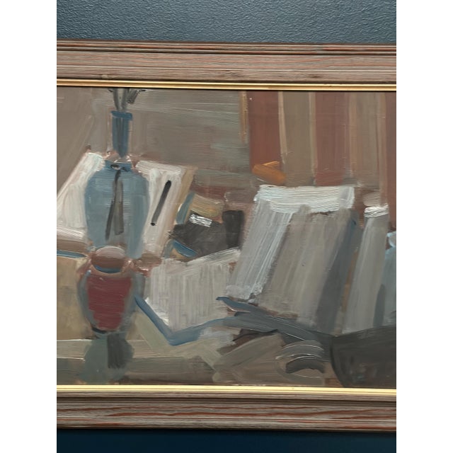 Gösta Stawåsen, Vase and Books, 1950s, Oil on Canvas, Framed For Sale - Image 4 of 13