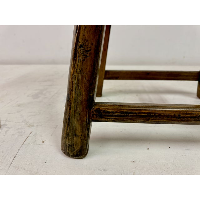 Antique Rustic Elm Stool For Sale - Image 4 of 14