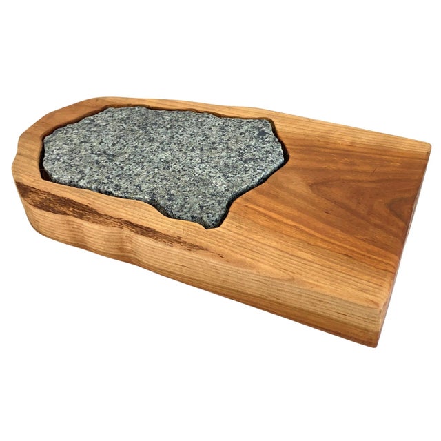 Brown Wood & Granite Cheese Serving Board For Sale - Image 8 of 8