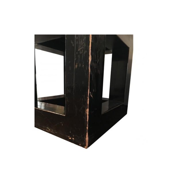 Mid 20th Century 20th Century Asian Wood and Stone Cube Side Tables - a Pair For Sale - Image 5 of 6