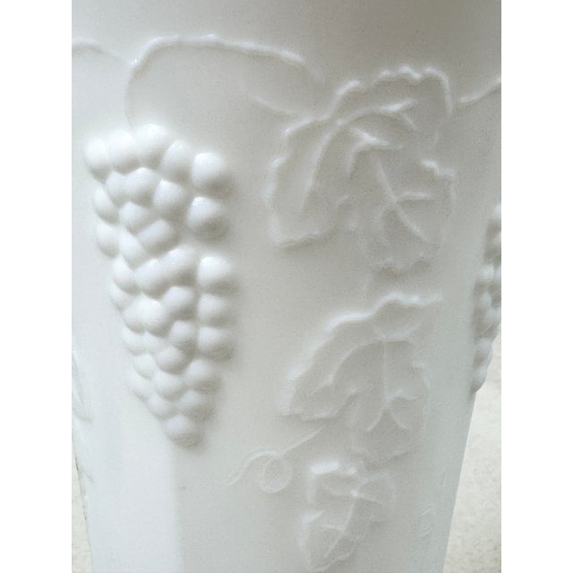 Vintage Grape Vine Design Milk Glass Vase For Sale In New Orleans - Image 6 of 9