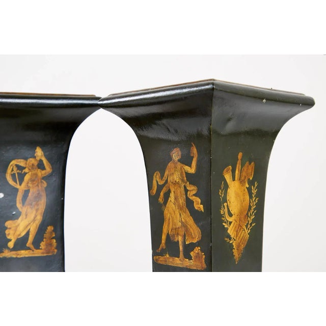 French Neoclassical Directoire Style Tole Vases - a Pair For Sale In Sacramento - Image 6 of 13
