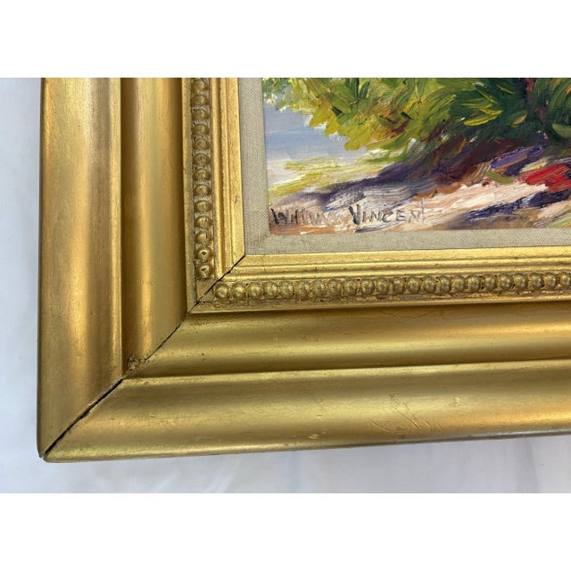 Green Original Signed & Framed Oil Painting on Russian Linen Titled 'Tropical Breeze' by William Vincent (American 1939-2004) For Sale - Image 8 of 17