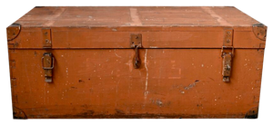 Large Industrial Patinated Orange Chest, 1940s