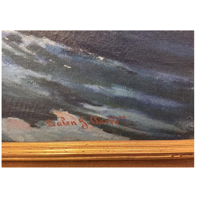 Galen J. Perrett 1949 American Marine Oil Painting, “She Crossed Our Bow” Period Frame For Sale In Los Angeles - Image 6 of 6