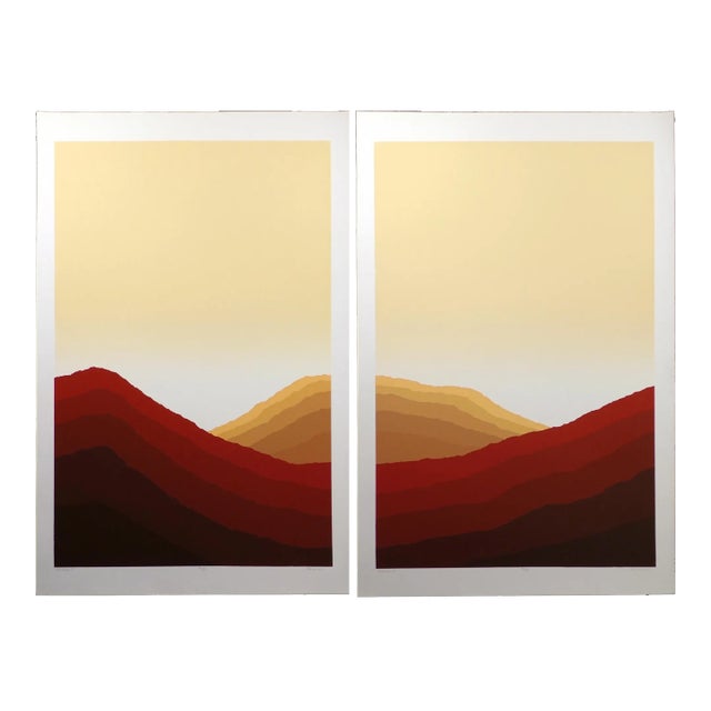 1980s Jim Boutwell "Sandscape I & Ii" Diptych 2 Signed & Numbered Serigraph Art Prints For Sale