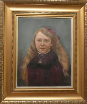 Portrait of a Young Girl, 1870, Oil on Canvas, Framed