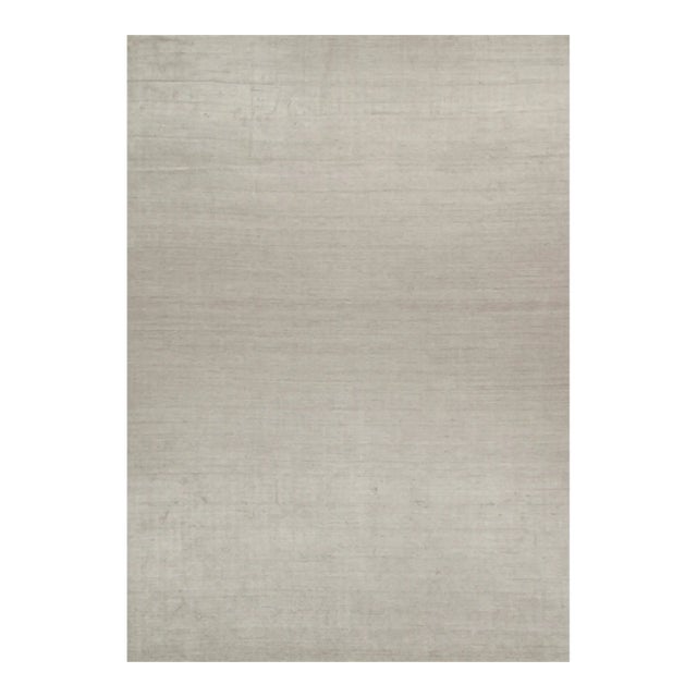 2010s Rug & Kilim’s Plain Modern Rug in Solid Silver-Gray Tone-on-Tone - 12x17 For Sale