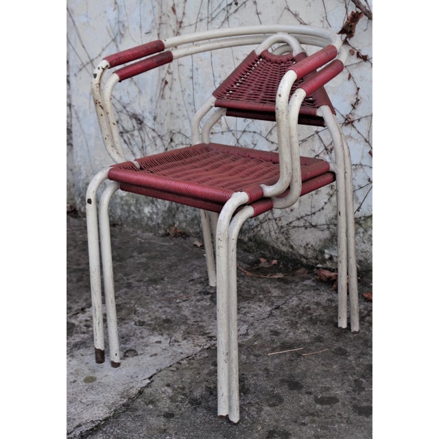 Chairs 50s Bar iron frame, seat and back braided plastic rope
