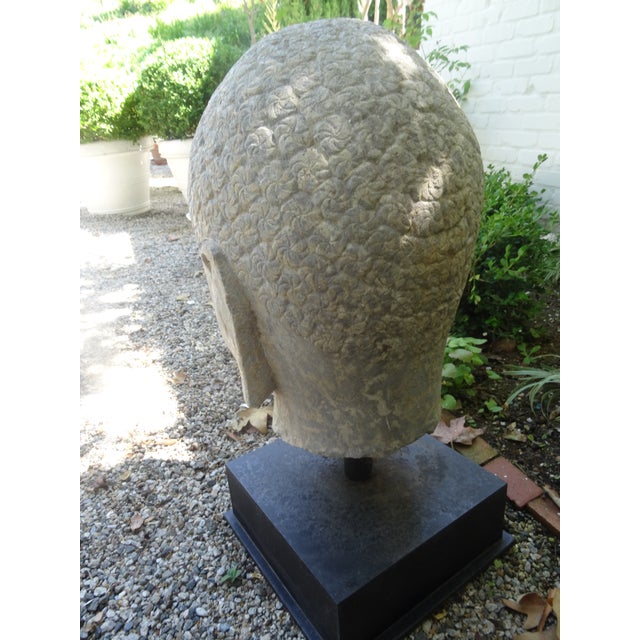 Massive Vintage Carved Stone Budda Head For Sale In Los Angeles - Image 6 of 7