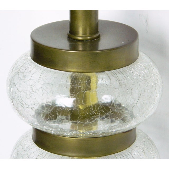 Vintage Brass and Crackled Glass Table Lamp For Sale - Image 4 of 5