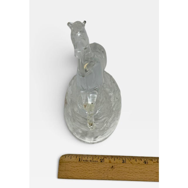 Vintage Cristal d'Arques Paris, France 24% Lead Crystal Rearing Horse Figurine on Frosted Oval Base For Sale - Image 11 of 12