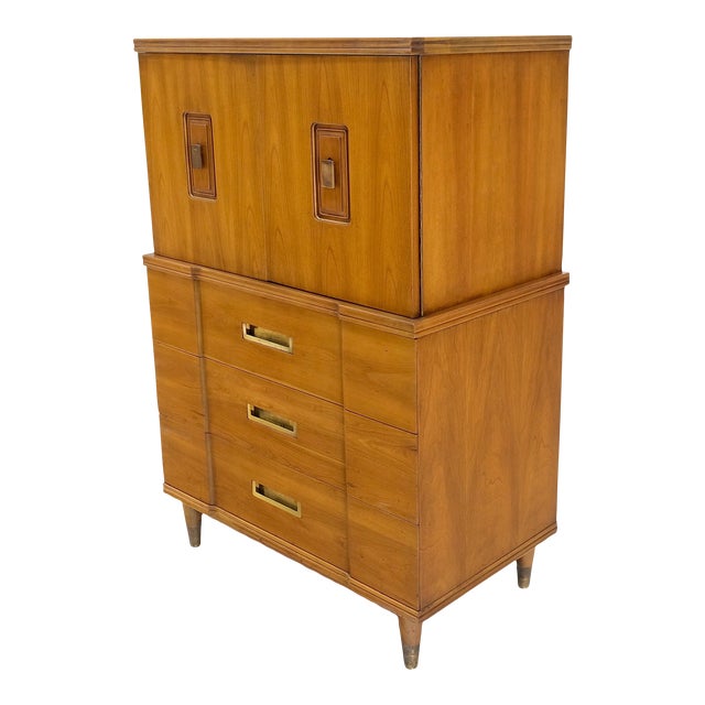 Widdicomb Solid Cherry Brass Pulls Hardware Block Front High Chest Dresser For Sale