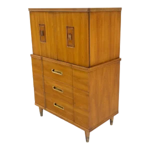 Widdicomb Solid Cherry Brass Pulls Hardware Block Front High Chest Dresser