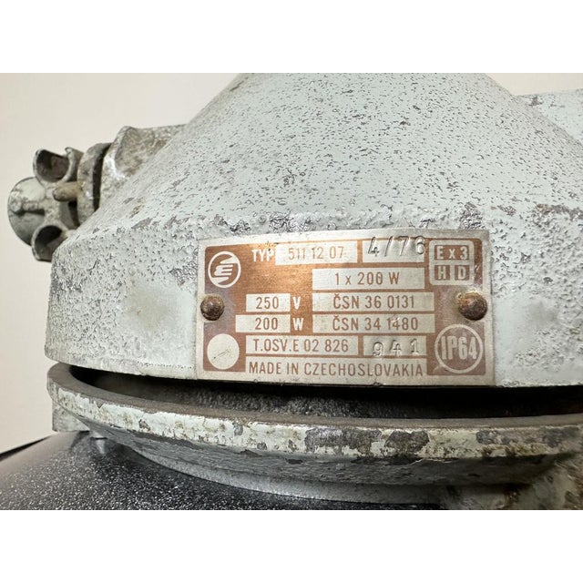 Grey Cast Aluminium Explosion Proof Lamp with Enameled Shade from Elektrosvit, 1970s For Sale - Image 6 of 18